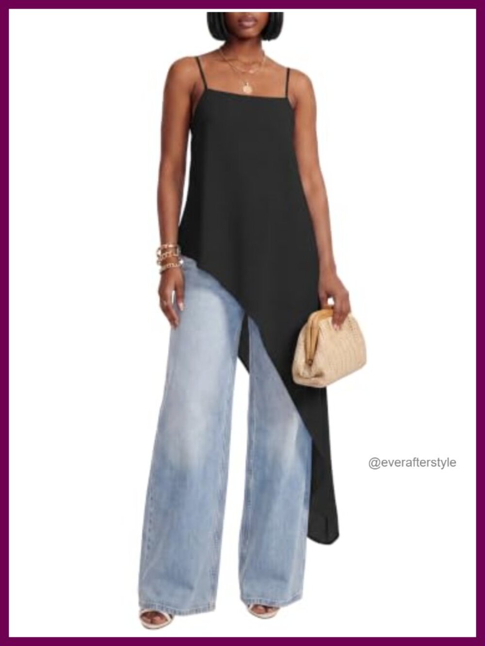 Women's Asymmetrical High Low Cami Sleeveless Ruffle Hem Summer Top